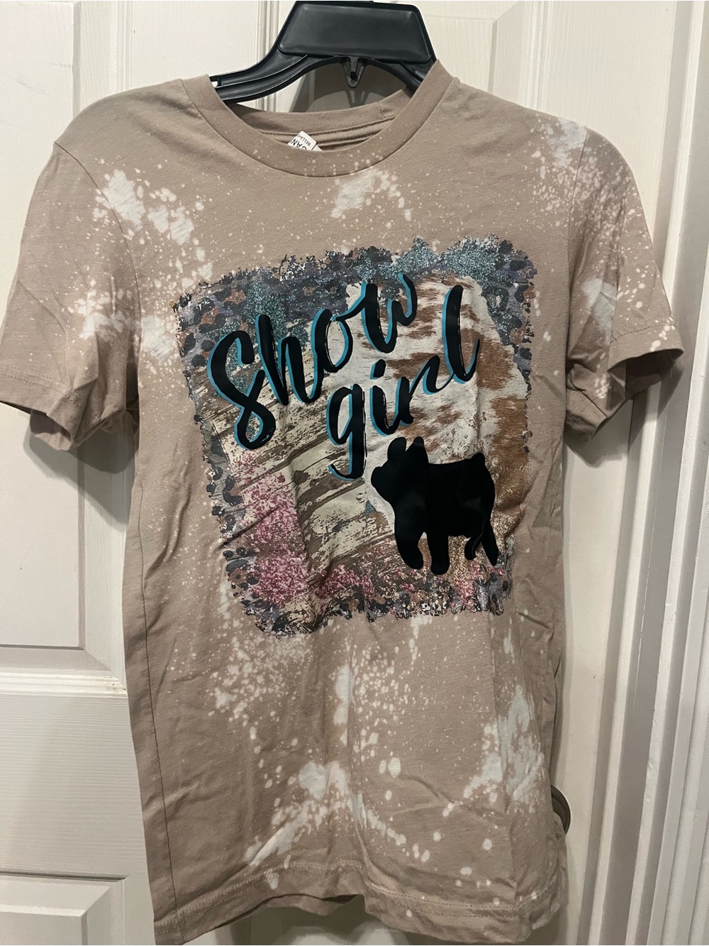 Show Girl Graphic Tee - Taupe with Black Accent